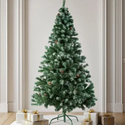 ® Weihnachtsbaum, 180 cm, künstlich mit Zapfen, formbar mit viel Volumen, inklusive Metallständer mit Kunststoffkappen ^ TecTake New