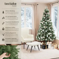 ® Weihnachtsbaum, künstlich in Grün, mit Spritzgussnadeln, formbar mit viel Volumen, pulverbeschichteter Metallständer mit Kunststoffkappen ^ TecTake