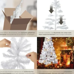 ® Weihnachtsbaum, verschiedene Größen, künstlich in Weiß, formbar mit viel Volumen, inklusive Metallständer mit Kunststoffkappen ^ TecTake Sale