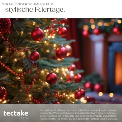 TecTake ® Weihnachtskugeln, 86-er Set in Rot, inklusive Perlenkette und Stern, matt, glänzend und glitzernd, Durchmesser 3, 4 und 6 cm Outlet