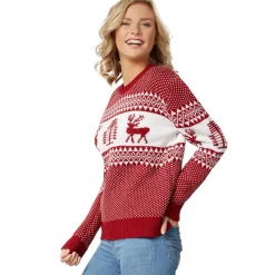 ® Weihnachtspullover Winterwunderland rot-weiß für Frauen ^ TecTake Hot