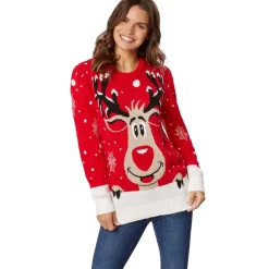 TecTake ® Weihnachtspullover Rudi Rentier für Frauen Best