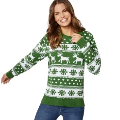 ® Weihnachtspullover Winterzauber grün-weiß für Frauen ^ TecTake New