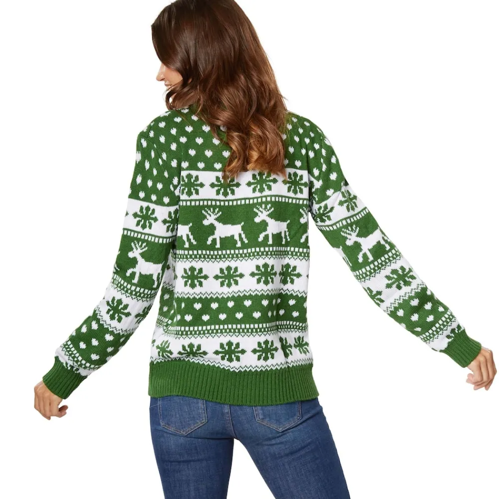 ® Weihnachtspullover Winterzauber grün-weiß für Frauen ^ TecTake New