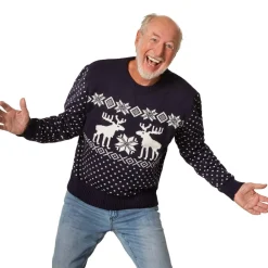 TecTake ® Weihnachtspullover Schneegestöber blau-weiß Clearance