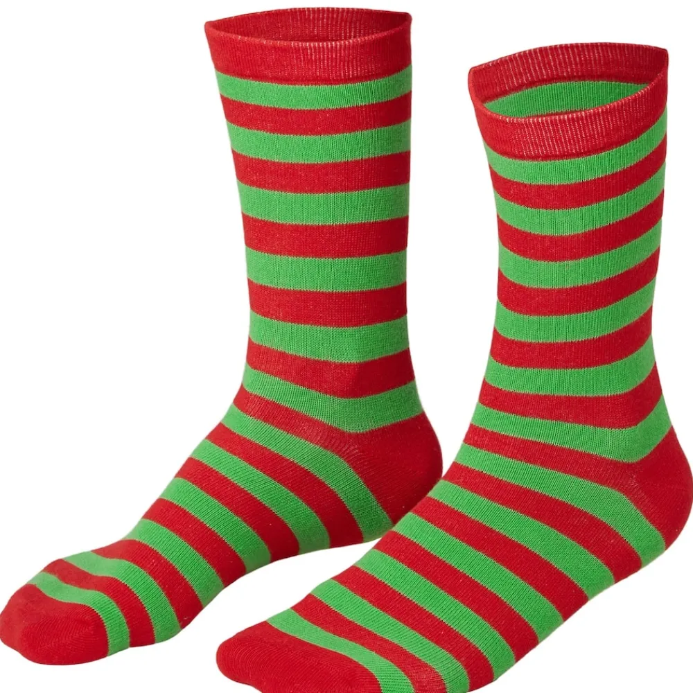 TecTake ® Weihnachtssocken gestreift grün-rot