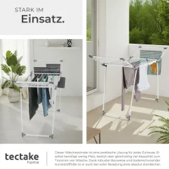 ® Wäscheständer, klappbar, 2 Kleinteilehalter, bodenschonende Füße ^ TecTake Discount