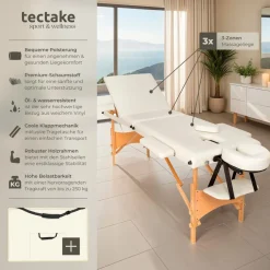 TecTake ® 3 Zonen Massageliege, Breite 60 cm, Polsterung 5 cm, mit Holzgestell, 210 x 95 x 84 cm beige Online