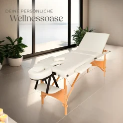 TecTake ® 3 Zonen Massageliege, Breite 60 cm, Polsterung 5 cm, mit Holzgestell, 210 x 95 x 84 cm beige Online
