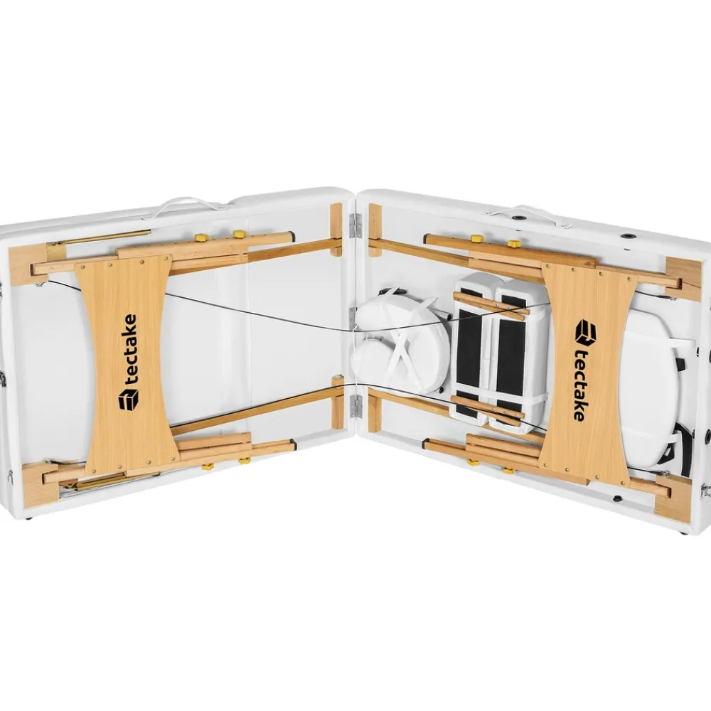 TecTake ® 3 Zonen Massageliege, Breite 70 cm, Polsterung 10 cm, mit Holzgestell, 218 x 102 x 90 cm weiß Clearance