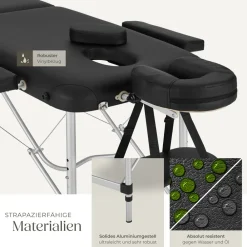 ® 2 Zonen Massageliege, Breite 60 cm, Polsterung 4 cm, mit Aluminiumgestell, 205 x 95 x 89 cm ^ TecTake Discount