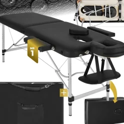 ® 2 Zonen Massageliege, Breite 60 cm, Polsterung 4 cm, mit Aluminiumgestell, 205 x 95 x 89 cm ^ TecTake Discount