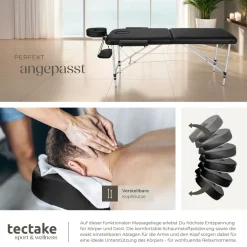 ® 2 Zonen Massageliege, Breite 60 cm, Polsterung 4 cm, mit Aluminiumgestell, 205 x 95 x 89 cm ^ TecTake Discount