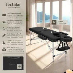 ® 2 Zonen Massageliege, Breite 60 cm, Polsterung 4 cm, mit Aluminiumgestell, 205 x 95 x 89 cm ^ TecTake Discount