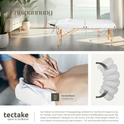 TecTake ® 2 Zonen Massageliege-Set, Breite 59 cm, Polsterung 7,5 cm, mit Holzgestell, 187 x 59 x 65,50 cm weiß Best