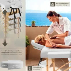 TecTake ® 2 Zonen Massageliege-Set, Breite 59 cm, Polsterung 7,5 cm, mit Holzgestell, 187 x 59 x 65,50 cm weiß Best
