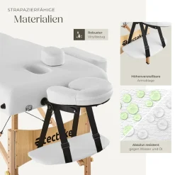 TecTake ® 2 Zonen Massageliege-Set, Breite 59 cm, Polsterung 7,5 cm, mit Holzgestell, 187 x 59 x 65,50 cm weiß Best
