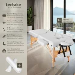 TecTake ® 2 Zonen Massageliege-Set, Breite 59 cm, Polsterung 7,5 cm, mit Holzgestell, 187 x 59 x 65,50 cm weiß Best
