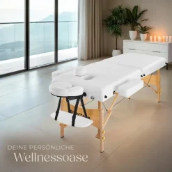 TecTake ® 2 Zonen Massageliege-Set, Breite 59 cm, Polsterung 7,5 cm, mit Holzgestell, 187 x 59 x 65,50 cm weiß Best