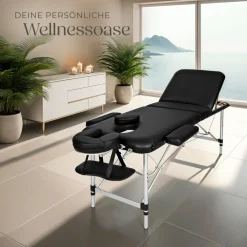 TecTake ® 3 Zonen Massageliege-Set, Breite 60 cm, Polsterung 5 cm, mit Aluminiumgestell, 210 x 95 x 89 cm schwarz New