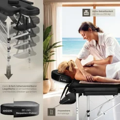 TecTake ® 2 Zonen Massageliege-Set, Breite 61 cm, Polsterung 4 cm, mit Aluminiumgestell, 210 x 95 x 89 cm beige Discount