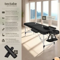 TecTake ® 2 Zonen Massageliege-Set, Breite 61 cm, Polsterung 4 cm, mit Aluminiumgestell, 210 x 95 x 89 cm beige Discount