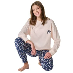 Schiesser Teens Nightwear Mädchen Pyjama Schwarz Beige/Blau Online