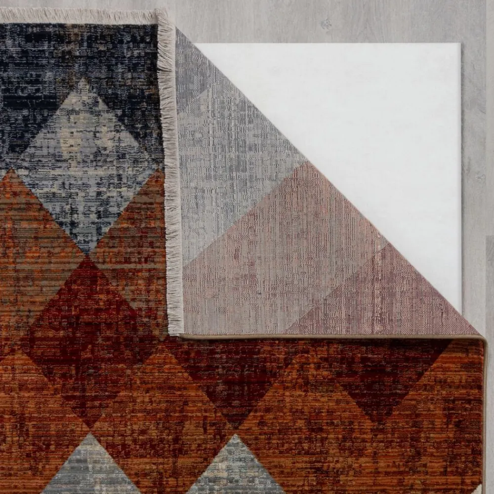 KADIMA DESIGN Teppich geometrisch Rot-Blau 80 x 154 cm - OGMORE | Discount