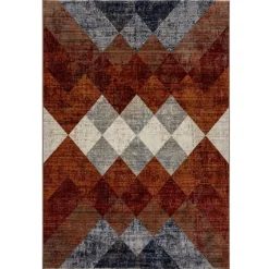 KADIMA DESIGN Teppich geometrisch Rot-Blau 80 x 154 cm - OGMORE | Discount