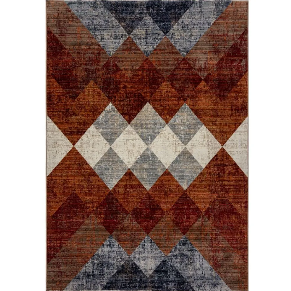 KADIMA DESIGN Teppich geometrisch Rot-Blau 80 x 154 cm - OGMORE | Discount