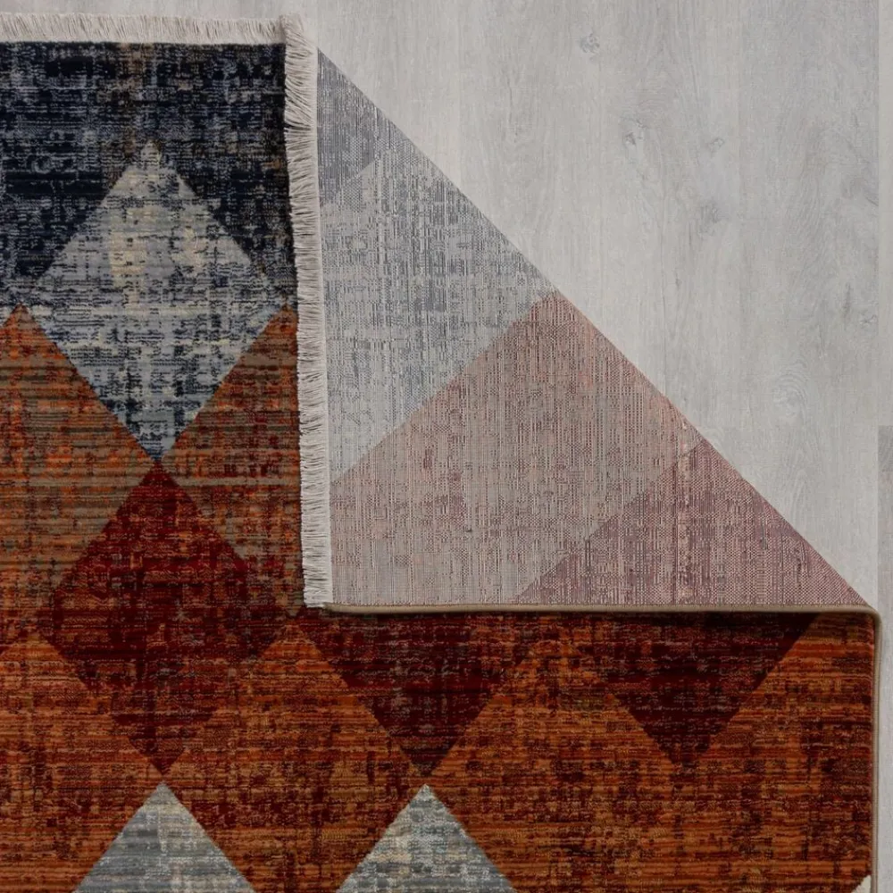 KADIMA DESIGN Teppich geometrisch Rot-Blau 80 x 154 cm - OGMORE | Discount