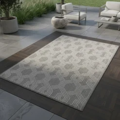 KADIMA DESIGN Teppich Outdoor LIRIA in Grau, geometrisch, 120 x 170 cm Sale
