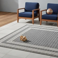 Teppich Outdoor LIRIA in Grau, mit Bordüre, 140 x 200 cm ^ KADIMA DESIGN Sale