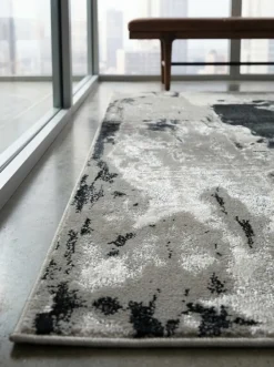 KADIMA DESIGN Teppich SARNTAL, abstrakt, aus Polyester, Silbergrau, 120 x 170 cm Online