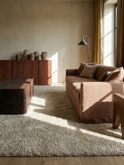 KADIMA DESIGN Teppich uni Beige 80 x 150 cm - LYNE | Grün Hot