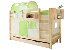 TICAA Etagenbett "Marcel" Kiefer Natur Classic Beige-Grün New