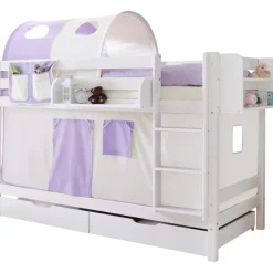 TICAA Etagenbett "Marcel" Kiefer weiß Classic Beige-Lila Sale