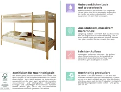Etagenbett Stockbett Rene Kiefer massiv Natur ^ TICAA Discount