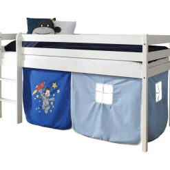 TICAA Hochbett Kiefer Weiß Vorhang "Astronaut" Discount