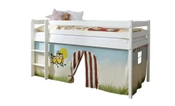 TICAA Hochbett Kiefer Weiß Vorhang "Eule" New
