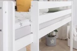 TICAA Hochbett Kiefer Weiß Vorhang "Eule" New