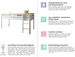 TICAA Hochbett "Malte" Kiefer Weiß Classic Hellblau-Dunkelblau Sale