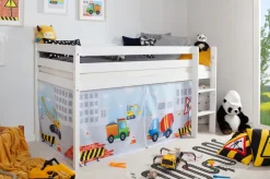 TICAA Hochbett "Oskars Baustelle" Kiefer weiß Online