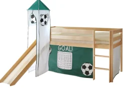 TICAA Rutschbett mit Turm "Kasper" Kiefer Natur GOAL inkl. Vorhang Discount