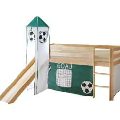 TICAA Rutschbett mit Turm "Kasper" Kiefer Natur GOAL inkl. Vorhang Discount