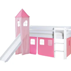 Rutschbett mit Turm "Kasper" Kiefer Weiß Classic ^ TICAA New