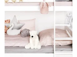 TICAA Etagenbett, Kinderbett, Stockbett Funktionsbett für Kinder mit Treppe & Zwei Liegeflächen teilbar aus Buche Massivholz weiß Bettgestell 90 x 200