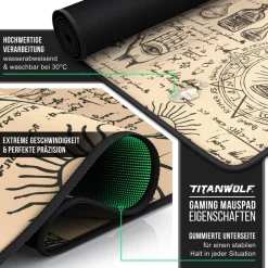 Titanwolf Gaming Mauspad, 900 x 400mm XXL Mousepad, verbessert Präzision & Geschwindigkeit, Alchemy Hot