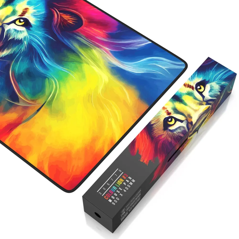 Titanwolf Gaming Mauspad XXL Speed Gaming Mousepad 900x400 mm, Deskpad, rutschfest & abwaschbare Rückseite, für Speed & Präzision, Colour Lion 3 New