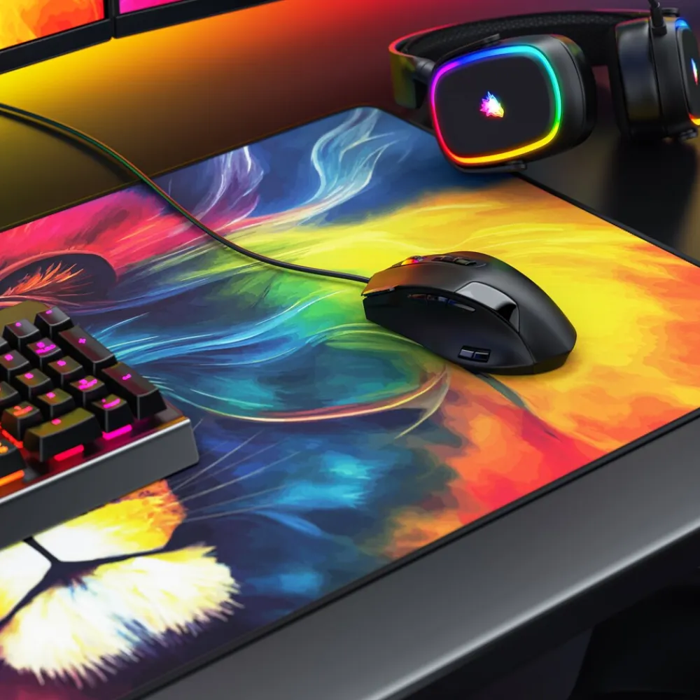 Titanwolf Gaming Mauspad XXL Speed Gaming Mousepad 900x400 mm, Deskpad, rutschfest & abwaschbare Rückseite, für Speed & Präzision, Colour Lion 3 New